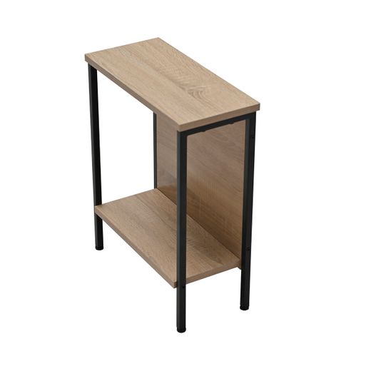 Mesa auxiliar de madera y metal en color roble y negro, 40 x 18 x 48 cm | Deck