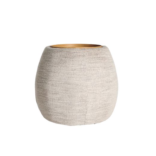 Mesa auxiliar de madera y tejido en marrón y beige, 61 x 61 x 55 cm | Sils