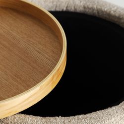 Mesa auxiliar de madera y tejido en marrón y beige, 61 x 61 x 55 cm | Sils