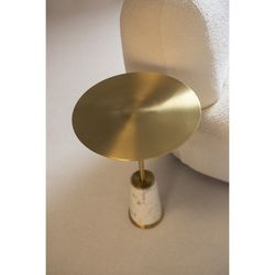 Hvid Marmor/Metal Sidebord, 35x16x61 cm