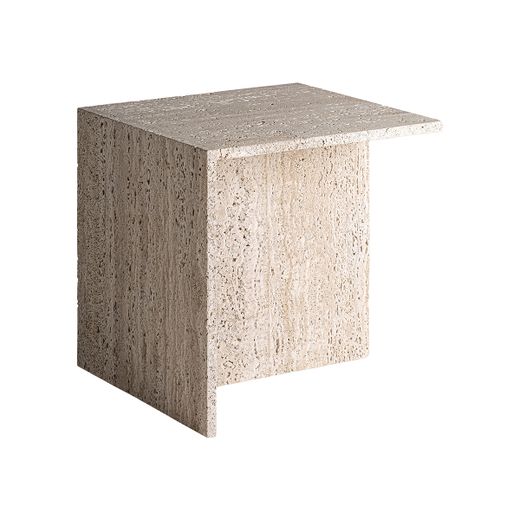 Mesa auxiliar de mármol en beige, 50 x 50 x 50 cm | Theuville