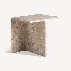 Mesa auxiliar de mármol en beige, 50 x 50 x 50 cm | Theuville