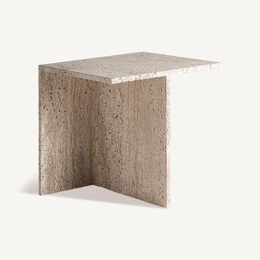 Mesa auxiliar de mármol en beige, 50 x 50 x 50 cm | Theuville