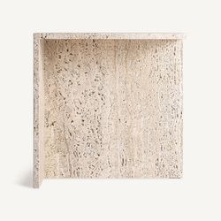Mesa auxiliar de mármol en beige, 50 x 50 x 50 cm | Theuville