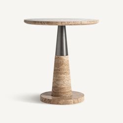 Mesa auxiliar de mármol en beige, 50 x 50 x 54 cm | Rust