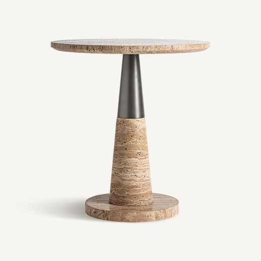 Mesa auxiliar de mármol en beige, 50 x 50 x 54 cm | Rust
