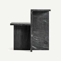 Mesa auxiliar de mármol en negro, 51 x 25 x 53 cm | Marquina
