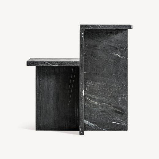 Mesa auxiliar de mármol en negro, 51 x 25 x 53 cm | Marquina