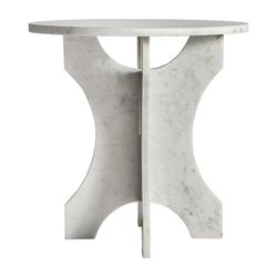 Mesa Lateral em Mármore Branco Sickert, Ø56x56cm