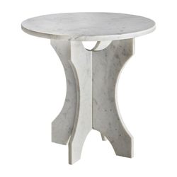Mesa Lateral em Mármore Branco Sickert, Ø56x56cm