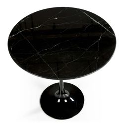Black marble and fiberglass side table, 50x50x50 cm