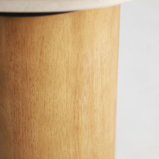 Table d'appoint en marbre et hêtre beige et naturel, 41 x 37 x 44 cm | Lorach