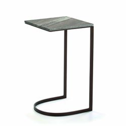 Marmeren en metalen bijzettafel, 38x38x67 cm