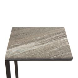 Marmeren en metalen bijzettafel, 38x38x67 cm