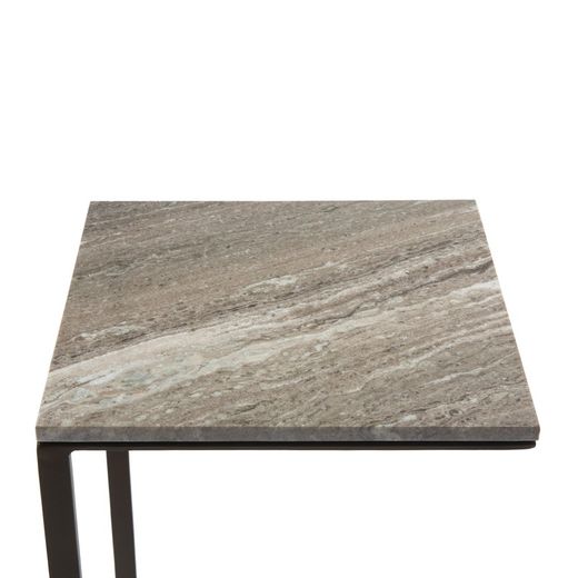 Marmeren en metalen bijzettafel, 38x38x67 cm