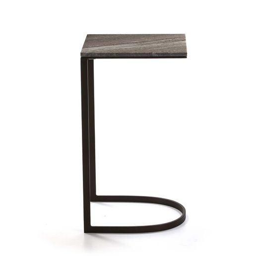Marmeren en metalen bijzettafel, 38x38x67 cm