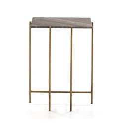 Table d'appoint en marbre et métal doré, 43x35x60 cm