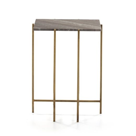 Table d'appoint en marbre et métal doré, 43x35x60 cm