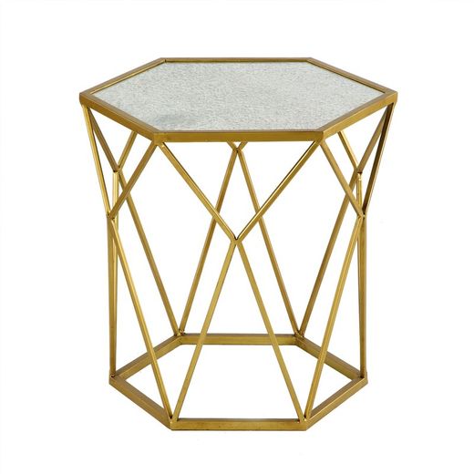 Metall Beistelltisch in Gold, 41x48x48 cm