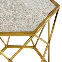 Mesa auxiliar de metal en oro, 41x48x48 cm