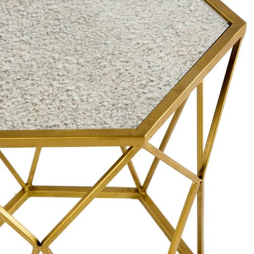 Mesa auxiliar de metal en oro, 41x48x48 cm