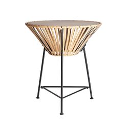 Mesa auxiliar de ratán en negro y natural, 66 x 66 x 72 cm | Meza