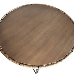 Mesa auxiliar de ratán en negro y natural, 66 x 66 x 72 cm | Meza