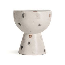 Weißer Terrazzo-Beistelltisch, Ø 41 x 45 cm | Massa