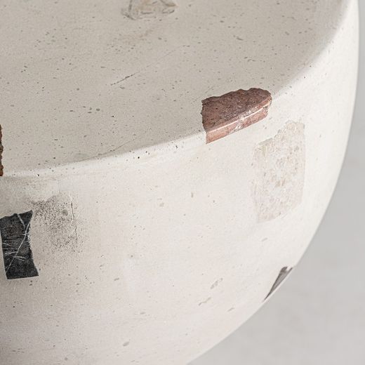 Weißer Terrazzo-Beistelltisch, Ø 41 x 45 cm | Massa