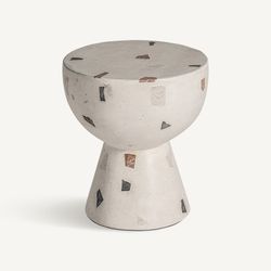 Weißer Terrazzo-Beistelltisch, Ø 41 x 45 cm | Massa