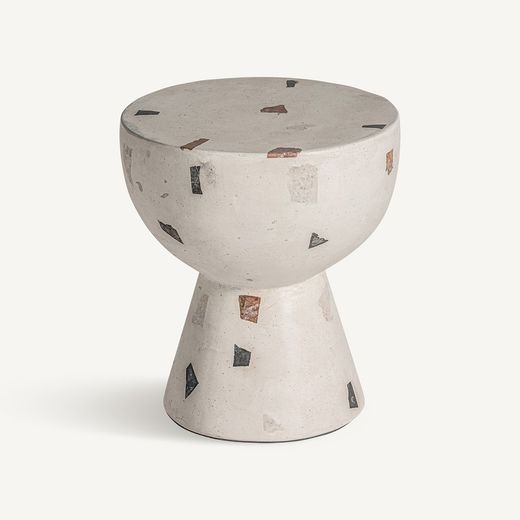 Weißer Terrazzo-Beistelltisch, Ø 41 x 45 cm | Massa