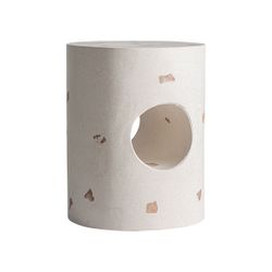 Mesa auxiliar de terrazo en blanco roto, 40 x 40 x 50 cm | Baum