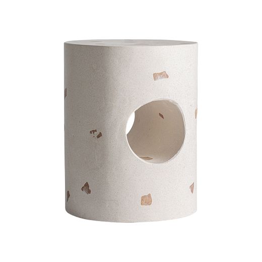 Mesa auxiliar de terrazo en blanco roto, 40 x 40 x 50 cm | Baum