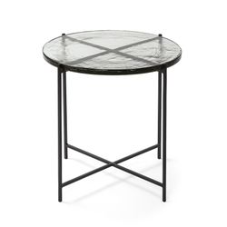 Rustykalny stolik szklano-metalowy, 51x51x51 cm