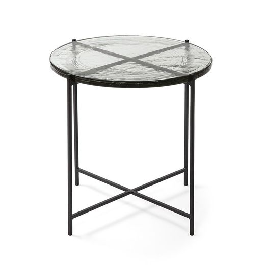 Rustykalny stolik szklano-metalowy, 51x51x51 cm