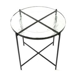 Rustykalny stolik szklano-metalowy, 51x51x51 cm