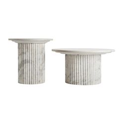 Esches White Marble Side Table, 55 x 55 x 55 cm