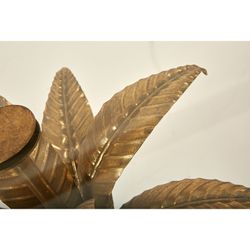 Gold/Transparent Glass and Metal Leaves Side Table, Ø45x52 cm