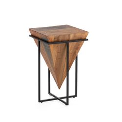 L side table made of wood and metal in natural and black, 42 ​​x 42 x 68 cm | Avatar