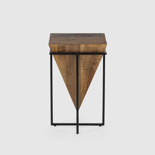 L side table made of wood and metal in natural and black, 42 ​​x 42 x 68 cm | Avatar