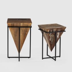 L side table made of wood and metal in natural and black, 42 ​​x 42 x 68 cm | Avatar