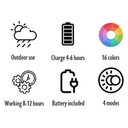 Table d'Appoint Led Lampe d'Extérieur Pierre Multicolore L, 80x61x46cm