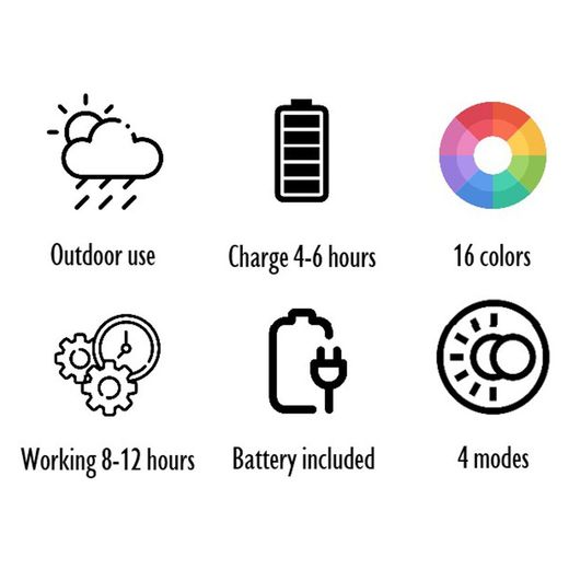 Table d'Appoint Led Lampe d'Extérieur Pierre Multicolore L, 80x61x46cm