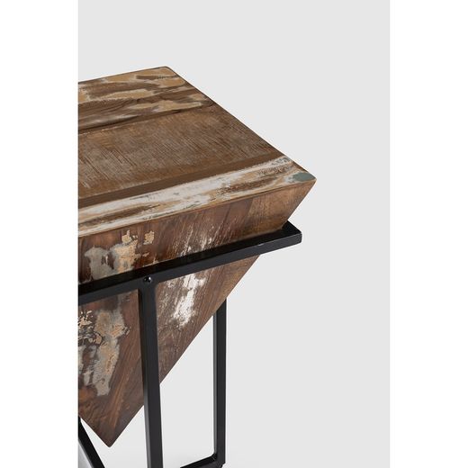 Tavolino M in legno e metallo nei colori naturale e nero, 36 x 36 x 56 cm | Avatar