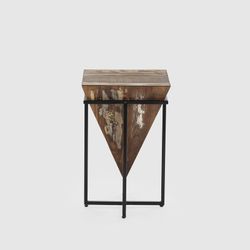 Tavolino M in legno e metallo nei colori naturale e nero, 36 x 36 x 56 cm | Avatar