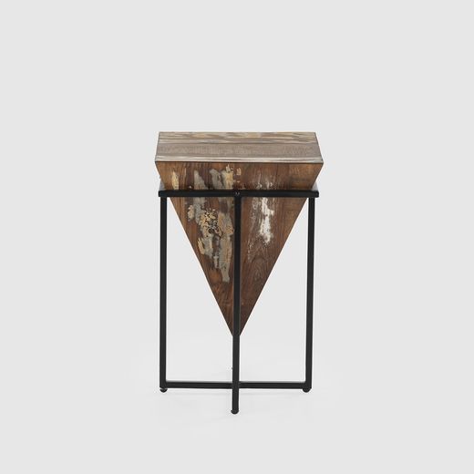 Tavolino M in legno e metallo nei colori naturale e nero, 36 x 36 x 56 cm | Avatar