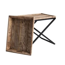 Mesa de Apoio NEWAK em Madeira de Mango Natural/Preta, 55x45x54 cm.