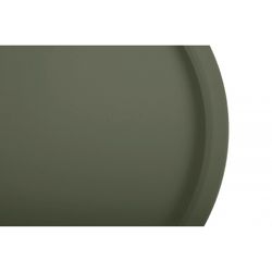 Terrasset 1 ronde tafel en 2 kakigroene stoelen
