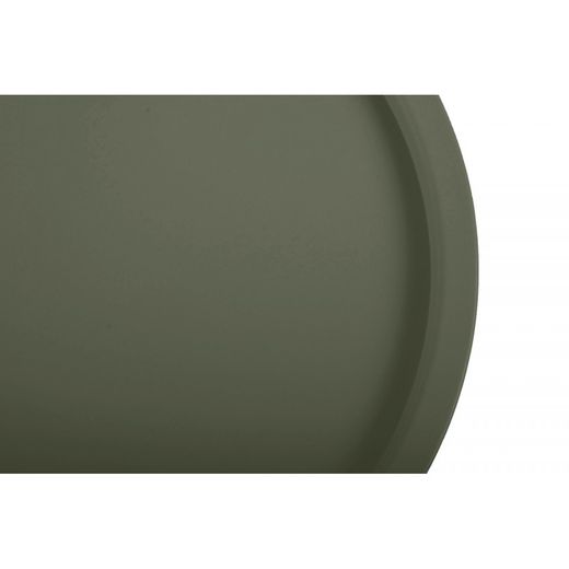 Terrasset 1 ronde tafel en 2 kakigroene stoelen