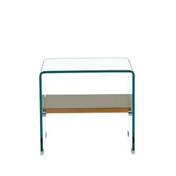 Tavolino Poitiers in Vetro Temperato e Acciaio Inox Trasparente/Oro, 50x40x45 cm